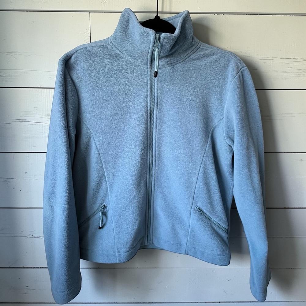 Weatherproof Garment Co Light Blue Full Zip Fleece Jacket Womens L Outdoor Layer